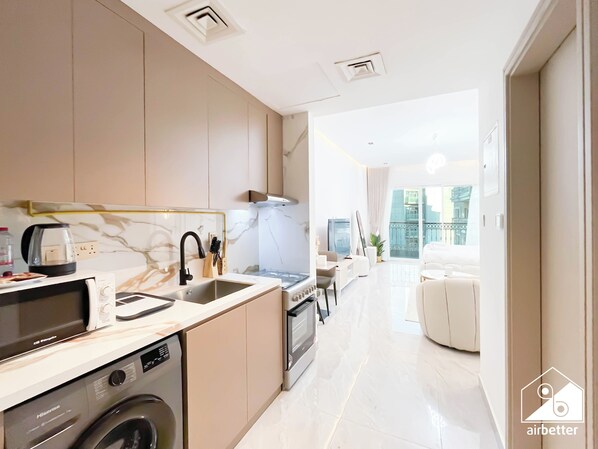 Apartment (0 Bedroom) | Interior - Relaxing ST Getaway Balcony, Pool & Gym Access (Dubai)