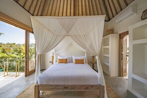 Deluxe Villa, Patio, Pool View | Egyptian cotton sheets, premium bedding, memory foam beds, desk