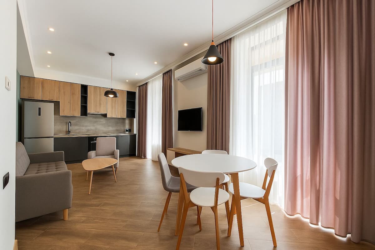 Basic Apartment, Balcony, City View | Living area