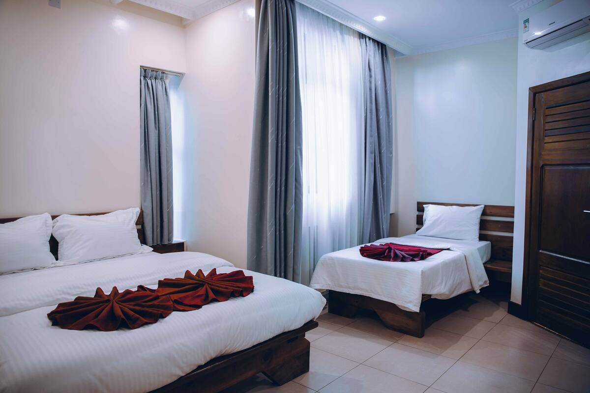 Family Double Room, Balcony, City View | Egyptian cotton sheets, premium bedding, down duvets, memory-foam beds