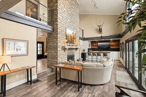 TV, fireplace, video games, DVD player