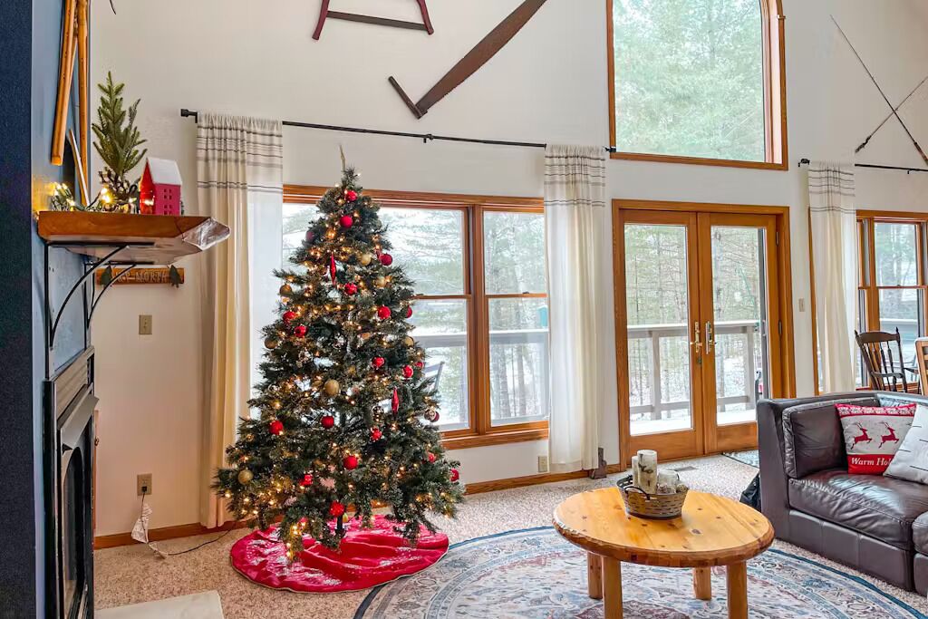 Smart TV, fireplace, video games, DVD player