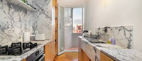 Fridge, oven, stovetop, dishwasher