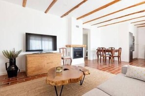 TV, fireplace