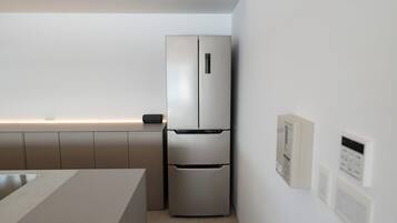 Villa, Balcony, Sea View | Private kitchen | Full-sized fridge, microwave, stovetop, cookware/dishes/utensils