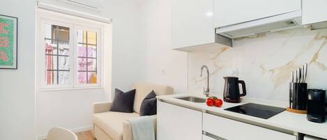 Microwave, stovetop, coffee/tea maker, toaster