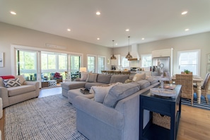 Smart TV, fireplace, video games, DVD player