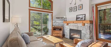 TV, fireplace