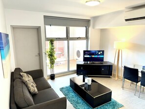 Smart TV, DVD player, books
