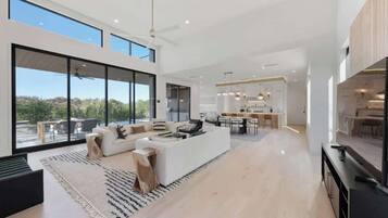 TV, fireplace, offices