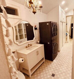 Hair dryer, towels