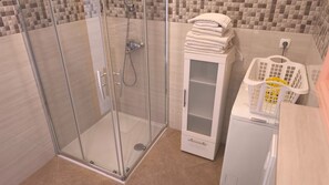 Dusche, Haartrockner, Handtücher