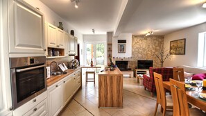 Fridge, microwave, oven, dishwasher