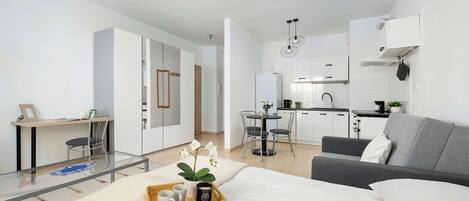 Desk, iron/ironing board, travel crib, WiFi