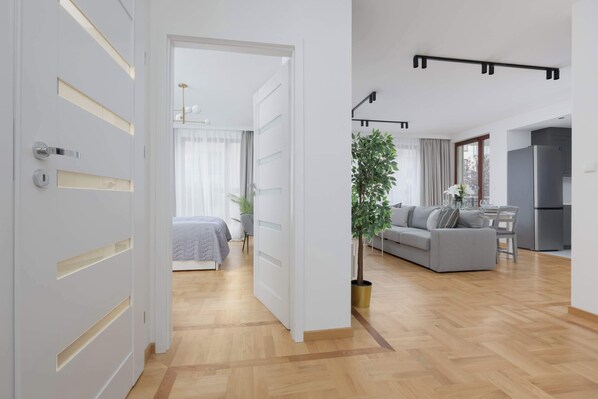 1 bedroom, desk, iron/ironing board, travel crib