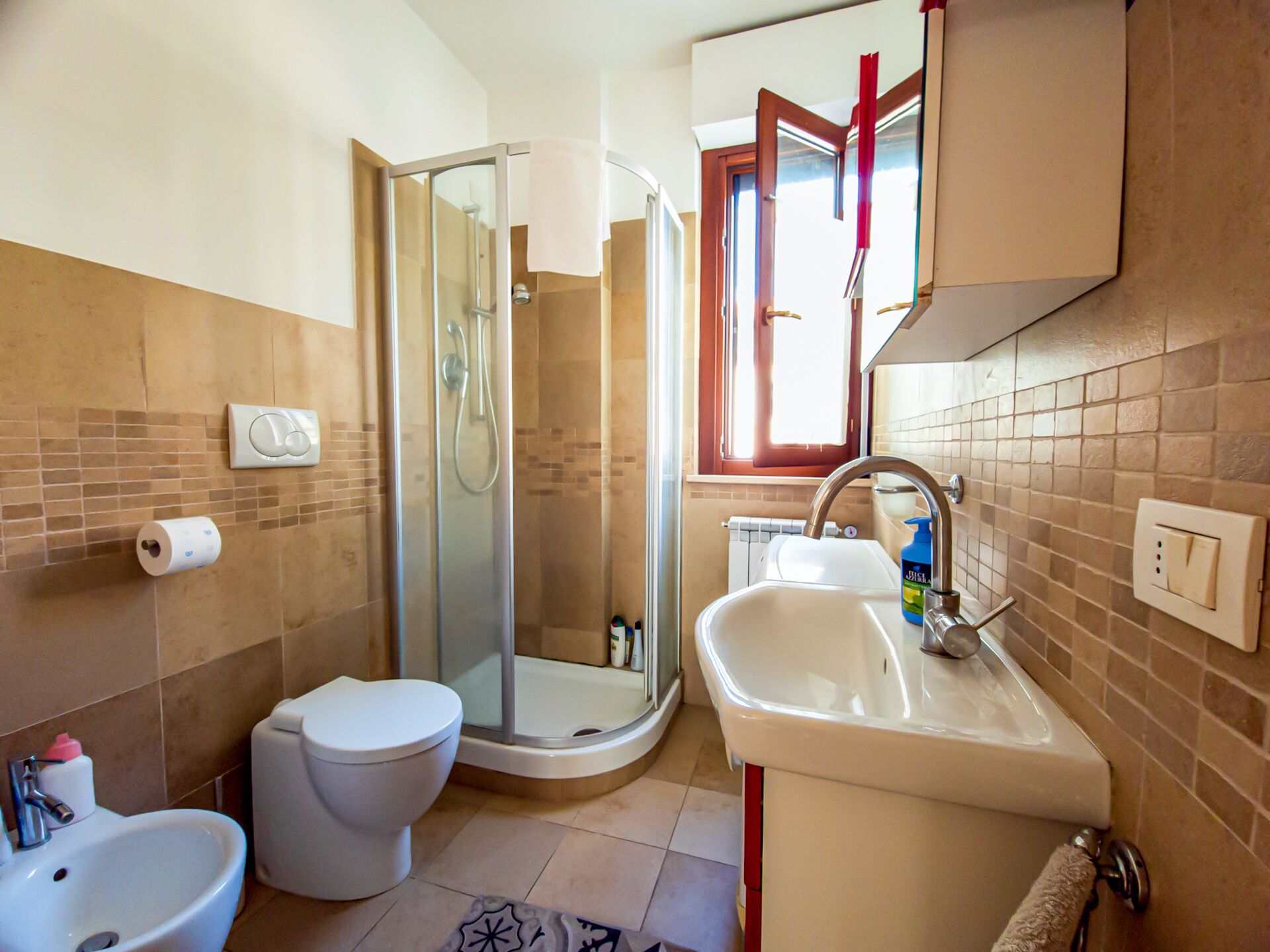 Dusche, Haartrockner, Bidet, Handtücher