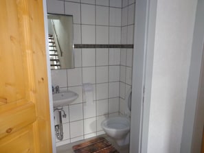 Shower, towels, toilet paper