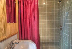 Shower, hair dryer, towels - Cozy Guest Cabin•Pet Friendly•Secluded•Peaceful (Lake Lure)