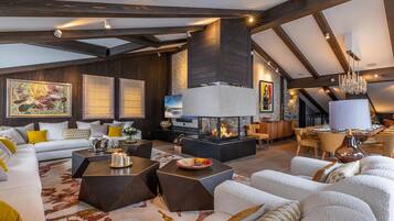 TV, fireplace