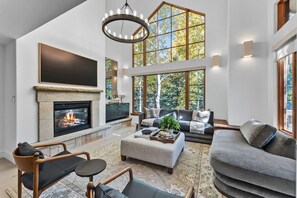 TV, fireplace