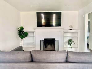 TV, fireplace