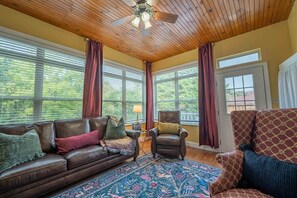 Smart TV, chimenea y libros 