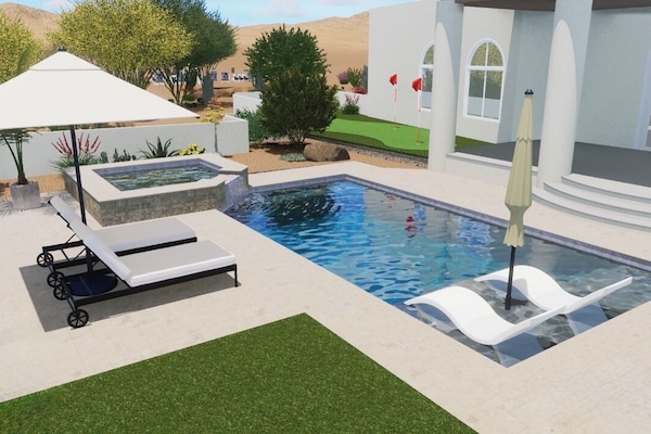 Piscine extérieure, piscine chauffée