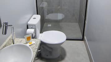 Ducha, toallas, jabón, shampoo