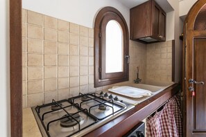 Fridge, oven, stovetop, cookware/dishes/utensils