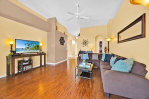 TV, DVD player, table tennis, books