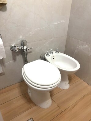 Secador de pelo, toallas, jabón, papel higiénico