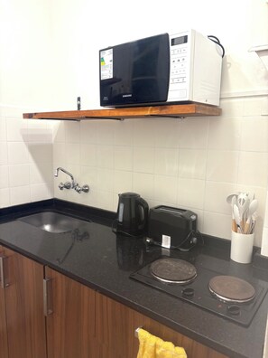 Microondas, horno, placa de cocina