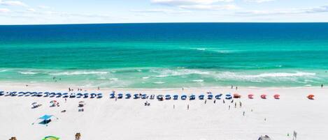 Beach nearby, sun loungers