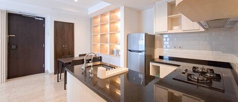 标准公寓 | 私人厨房 | 冰箱、厨具/餐具