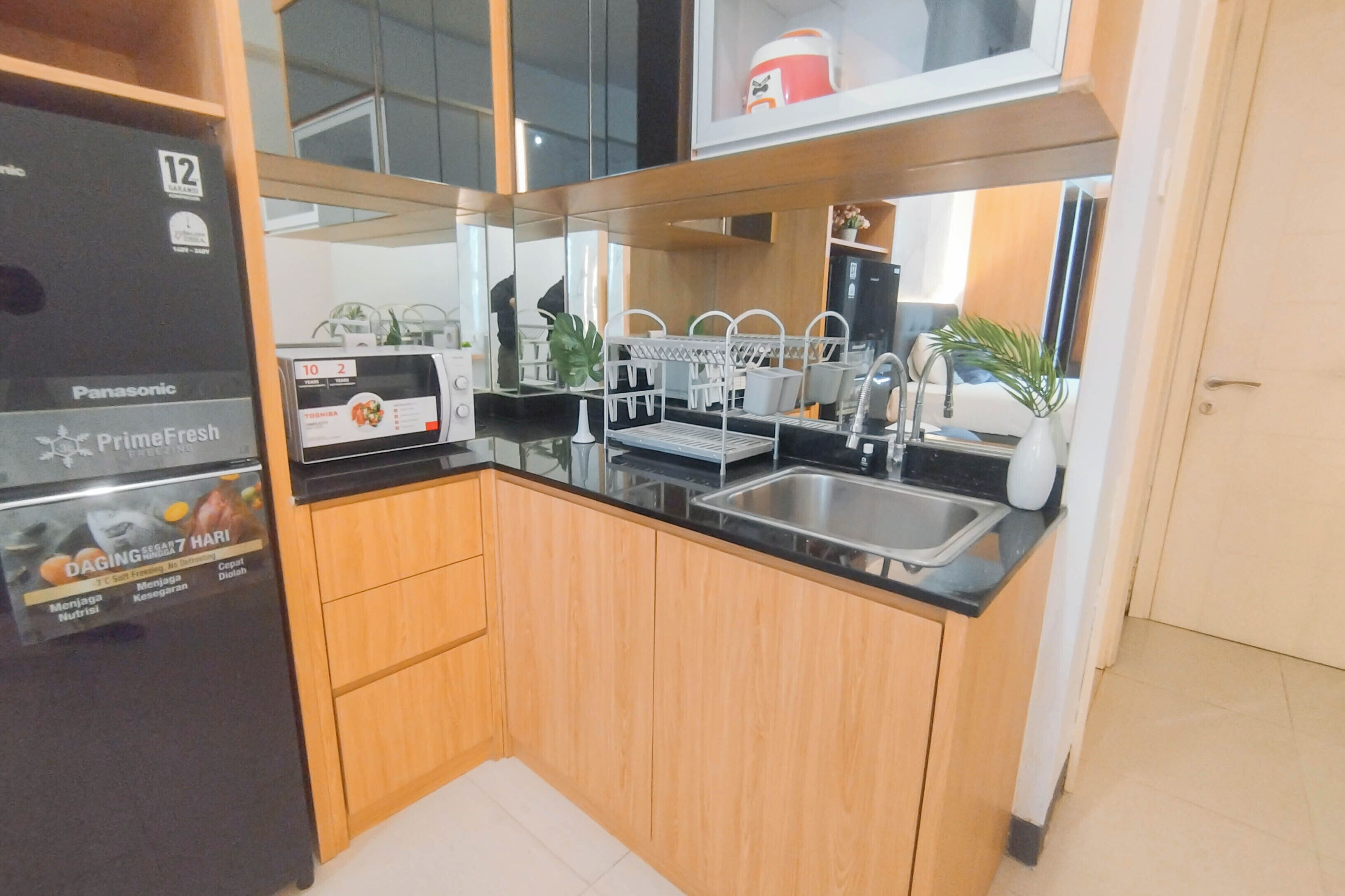 アパートメント | 専用キッチン | 冷蔵庫、電子レンジ、炊飯器、調理器具と食器