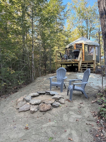 Property grounds. Yurt Oasis in the woods of Hinsdale, NH