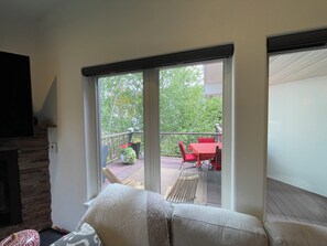 Älytelevisio, takka, kirjoja, stereot