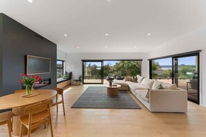 Una televisión, una chimenea