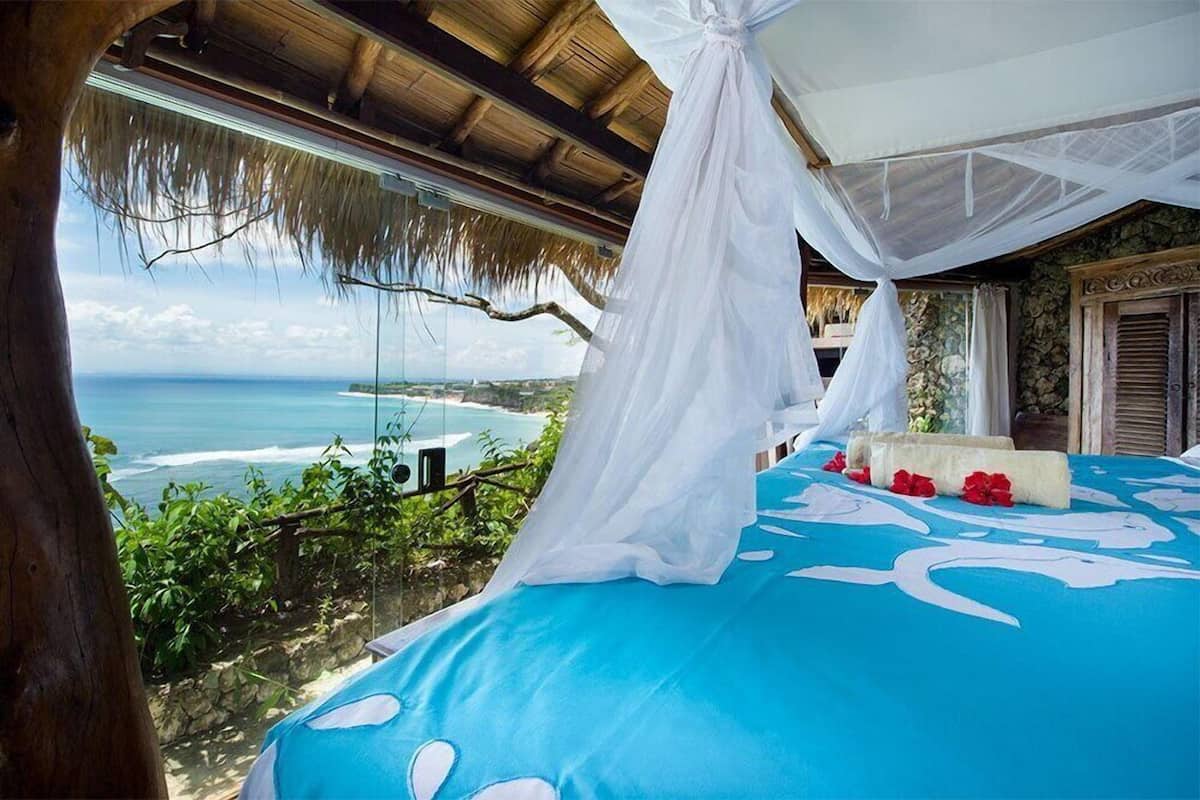 Deluxe tweepersoonskamer, uitzicht op zee | Gratis wifi, beddengoed