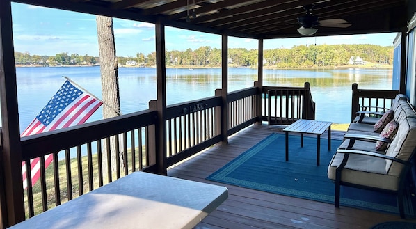 Terrace/patio - Lakefront home with covered boat dock on Lake Secession in Abbeville, SC. (Abbeville)