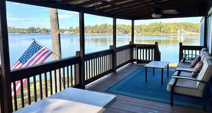 Lakefront home with covered boat dock on Lake Secession in Abbeville, SC.