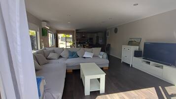 Smart TV, DVD player, books, stereo