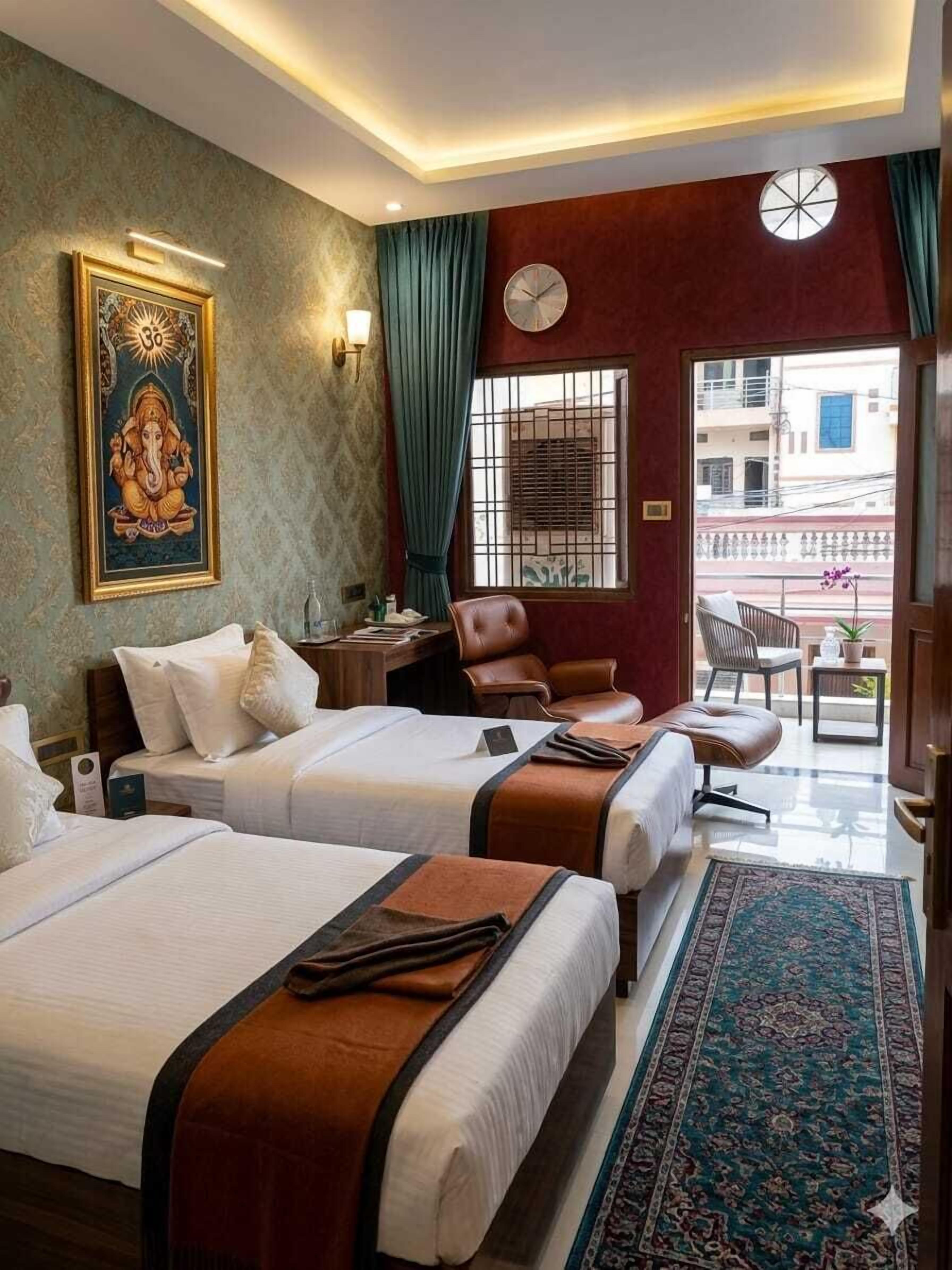 Individually decorated, individually furnished, desk, laptop workspace