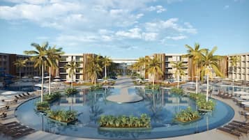 6 outdoor pools, free pool cabanas, pool umbrellas