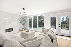 Smart TV, fireplace, foosball, table tennis