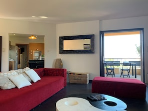 Luxury Villa, 3 Bedrooms, Private Pool, Sea Facing | Living area | TV