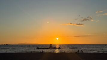 On the beach, white sand