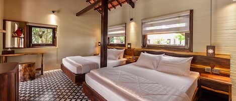 Quarto casal superior, vista para o jardim | Roupas de cama de algodão egípcio, roupas de cama premium