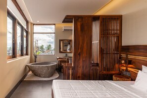 Familie studio, uitzicht op resort | Lakens van Egyptisch katoen, luxe beddengoed, donzen dekbedden