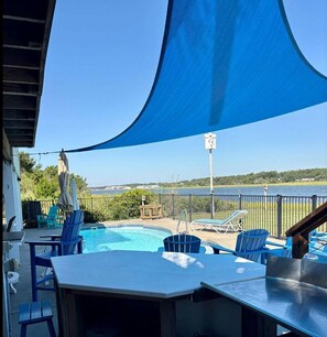 Pool - Discover "Island Time" at Holden Beach: an oceanfront 3BR for 8 guests with private pool. (Holden Beach)